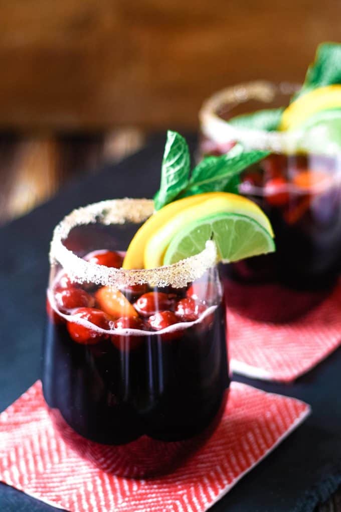 two glasses of winter sangria