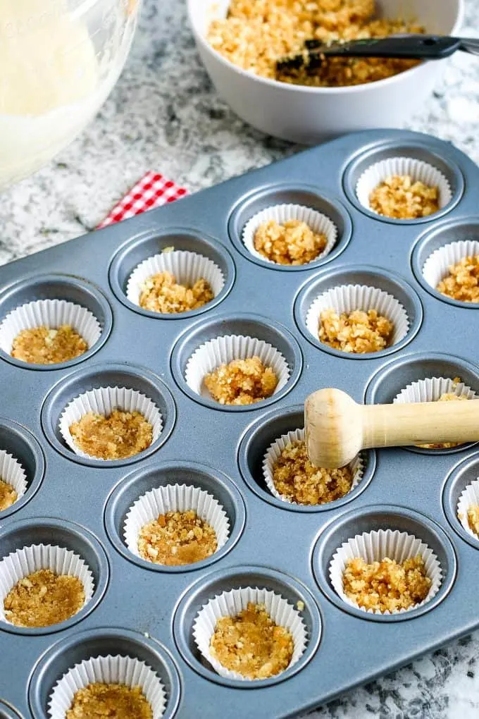 crushed cookies in mini cupcake liners