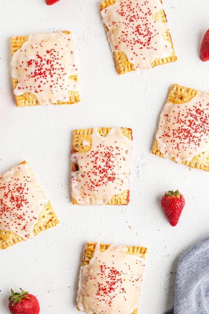 homemade strawberry pop tarts with fresh strawberries