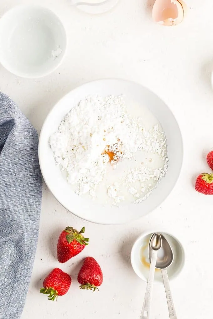 pop tarts dough wet and dry ingredients in a white bowl