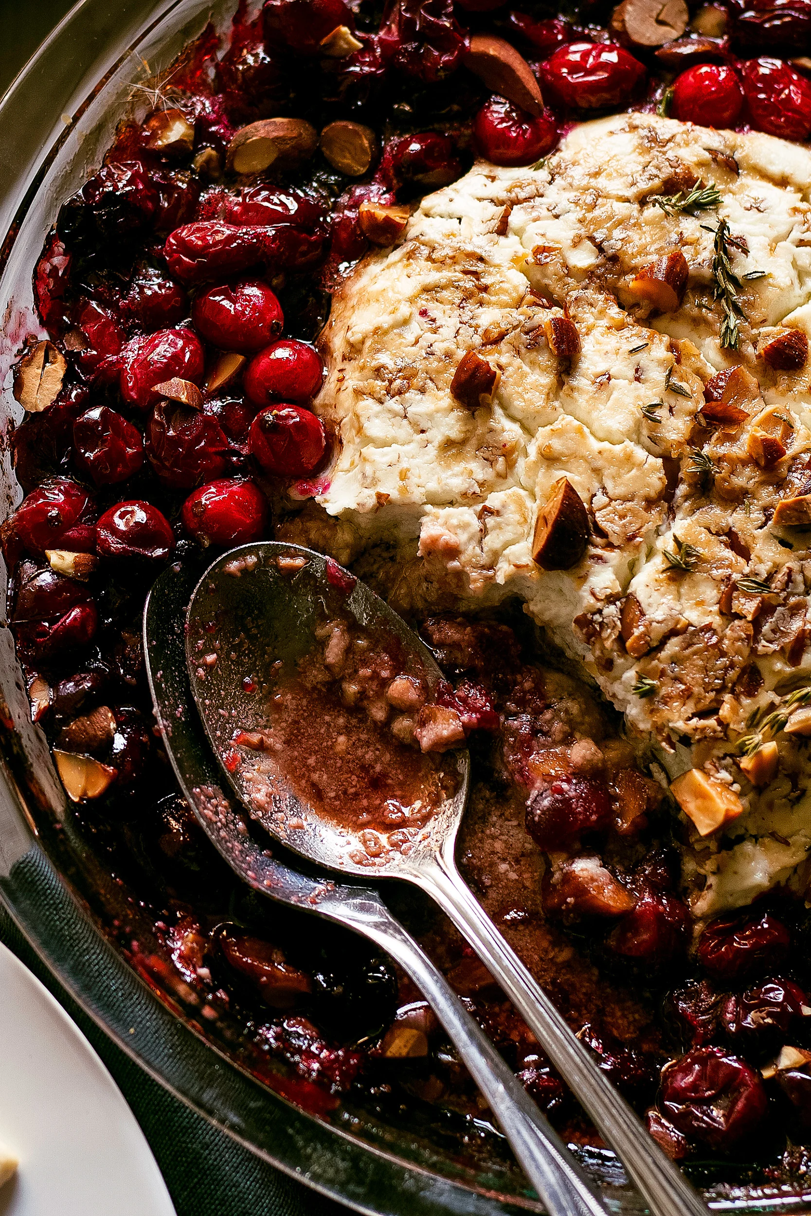 two spoons in the cranberry goat cheese appetizer