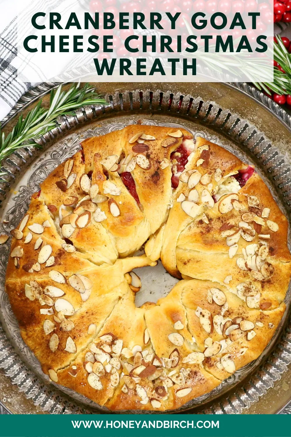 cranberry goat cheese crescent roll Christmas wreath  pinterest pin