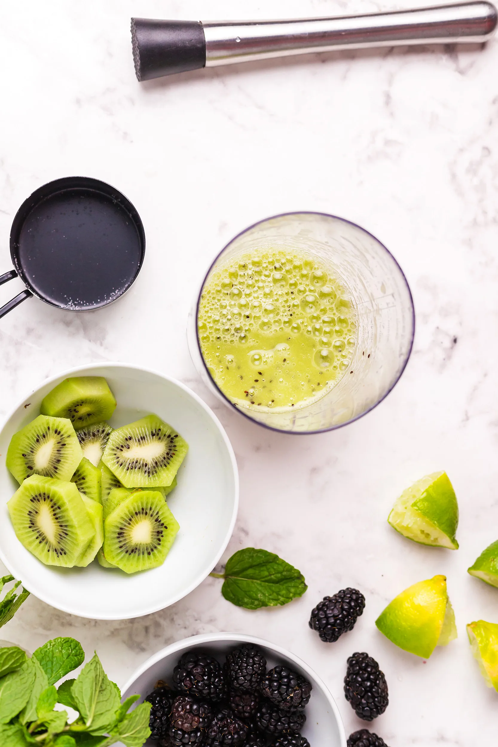 kiwi puree in a tall glass