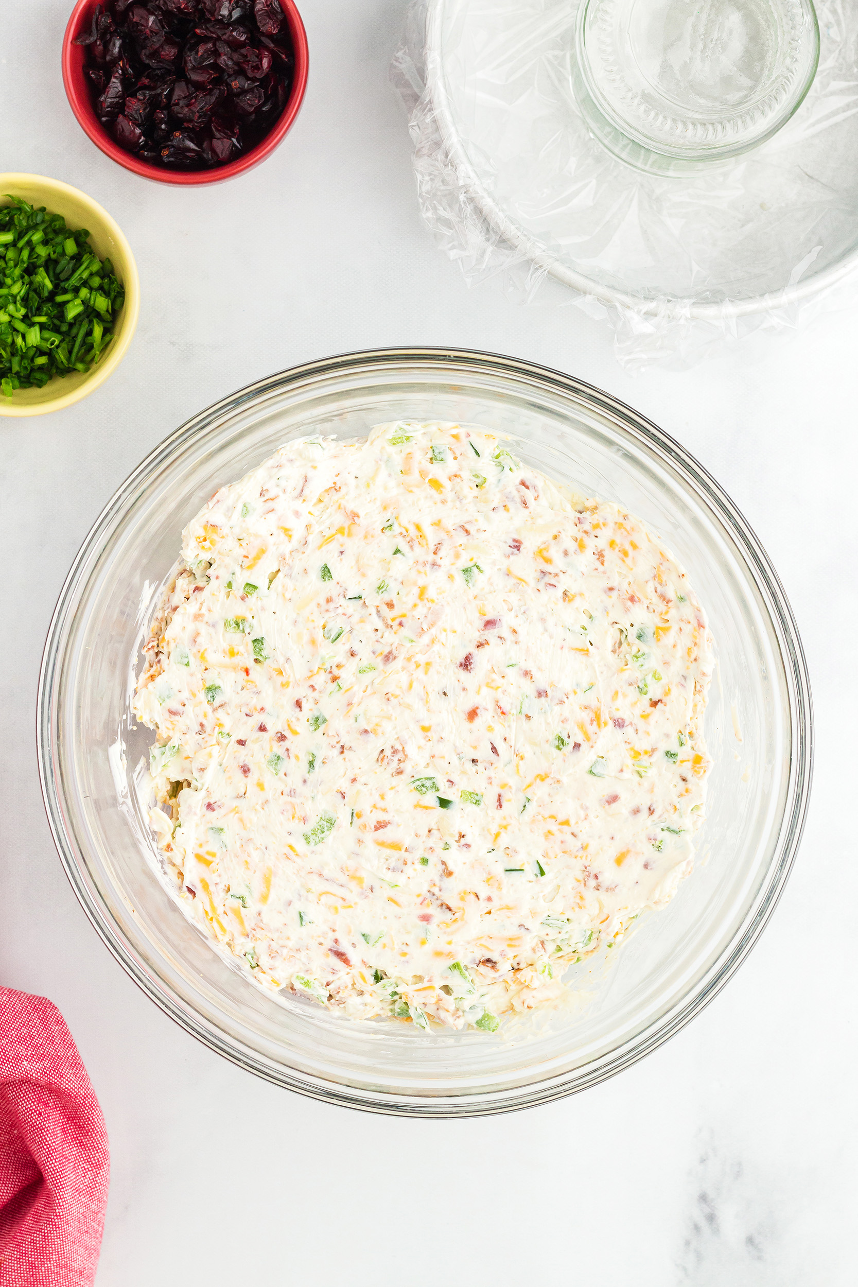 closeup photo of Bacon Jalapeño Cheese Ball Recipe cheese ball mixture