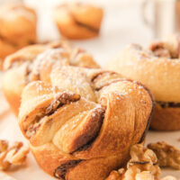 Nutella twist muffin on a white plate