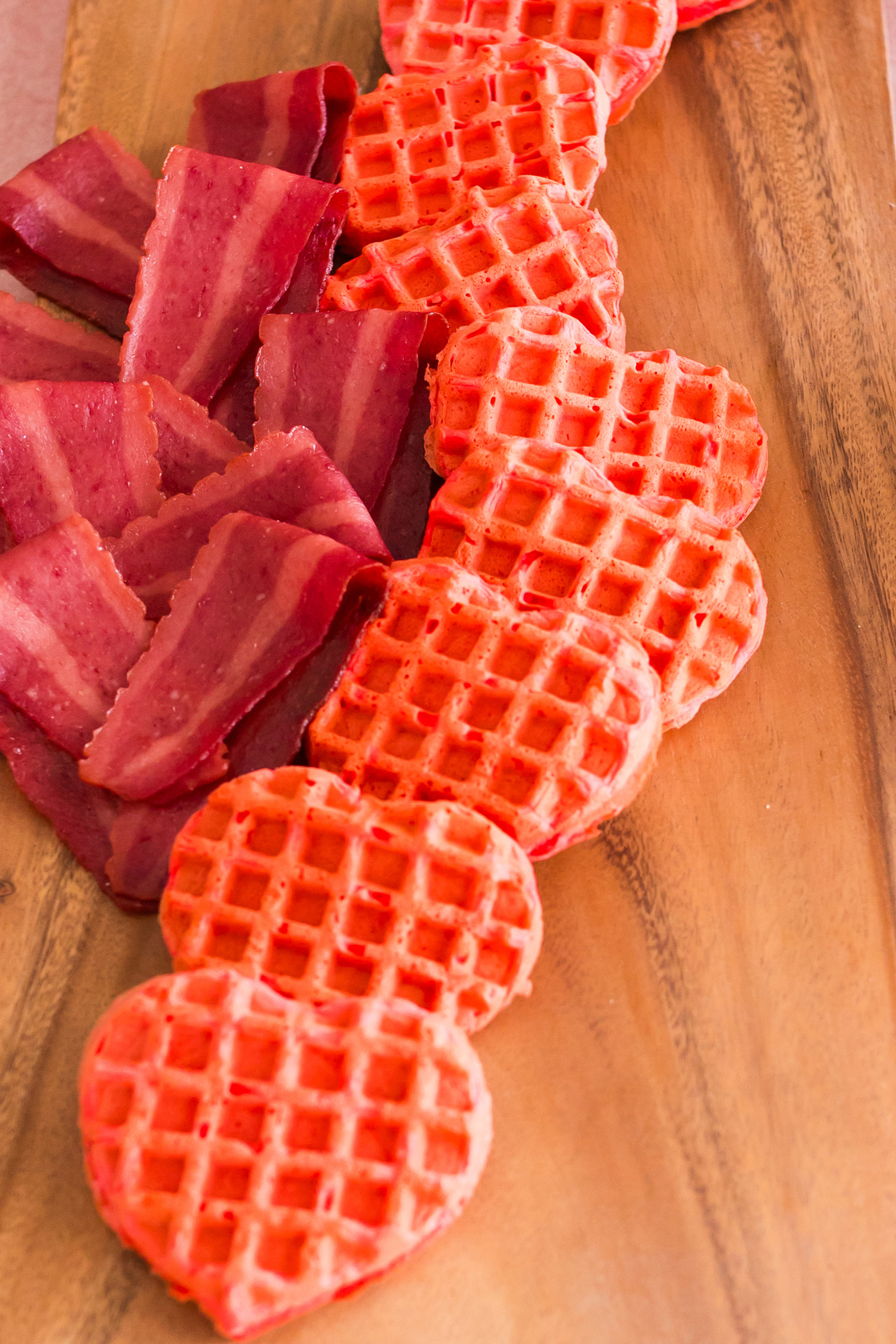 row of heart-shaped waffles