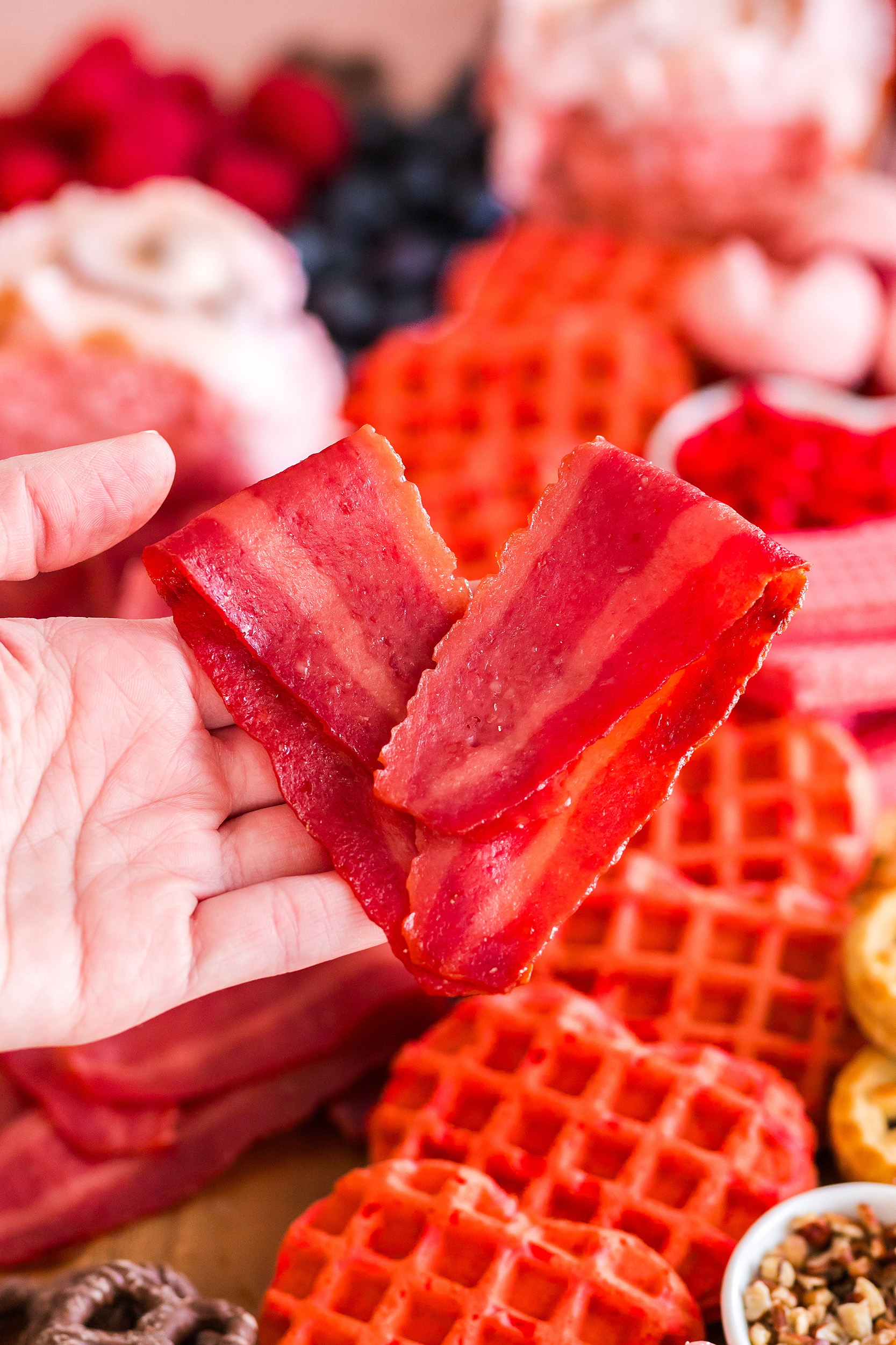 closeup photo of bacon made into hearts