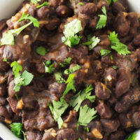 closeup photo of black beans side dish