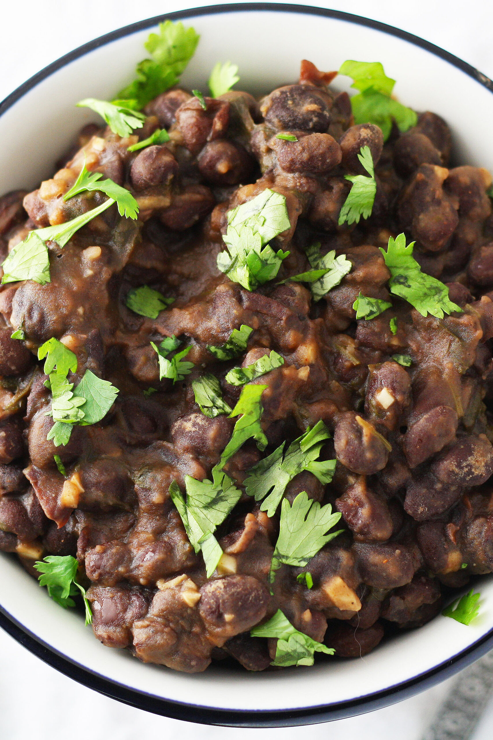 closeup photo of black beans side dish